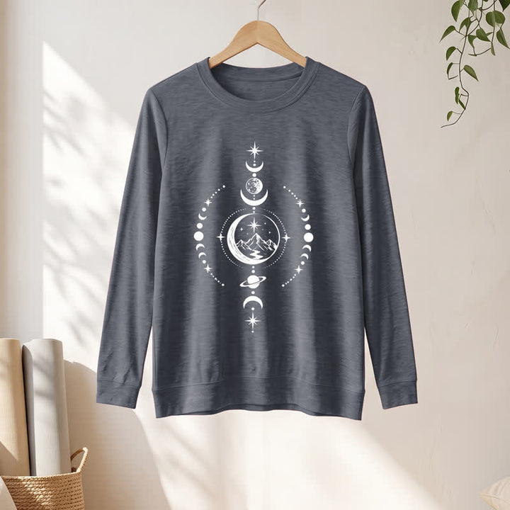 Olivenorma Soft Blend Mountain Moon Phase Star Celestial Print Women's Long Sleeve Shirt - image 16