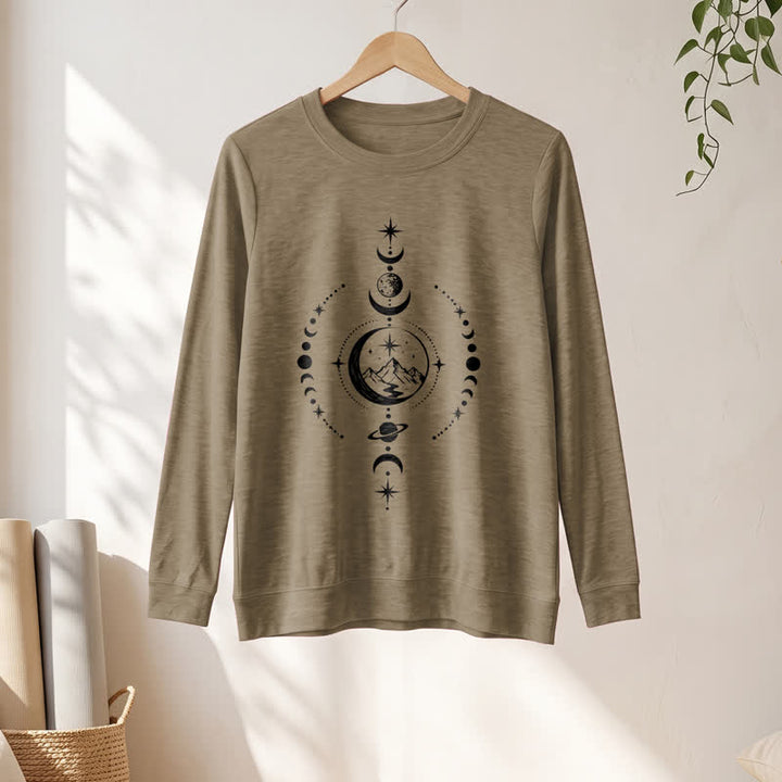 Olivenorma Soft Blend Mountain Moon Phase Star Celestial Print Women's Long Sleeve Shirt - image 25