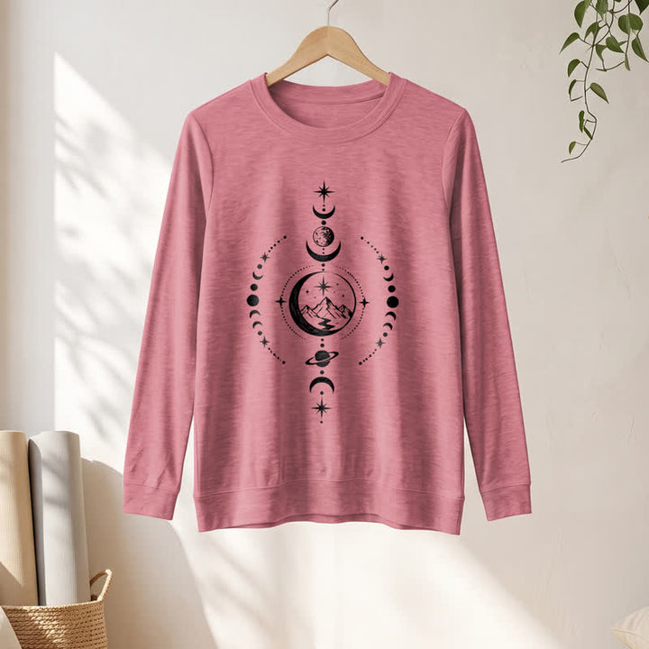 Olivenorma Soft Blend Mountain Moon Phase Star Celestial Print Women's Long Sleeve Shirt - image 10