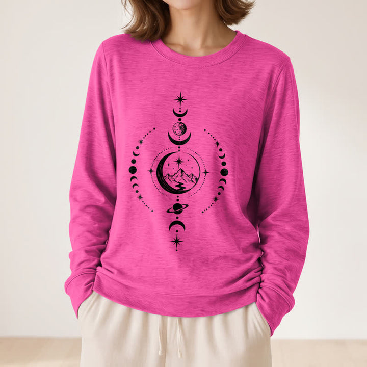 Olivenorma Soft Blend Mountain Moon Phase Star Celestial Print Women's Long Sleeve Shirt - image 23