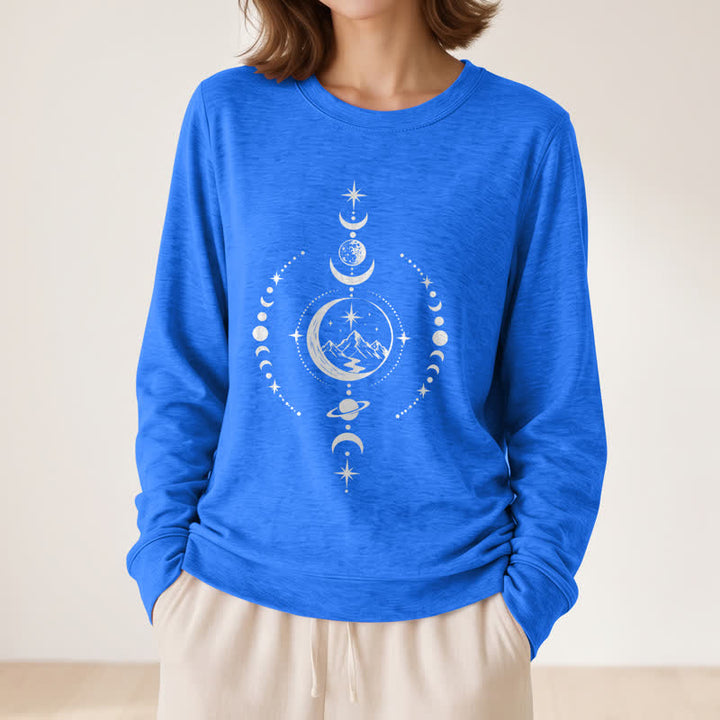 Olivenorma Soft Blend Mountain Moon Phase Star Celestial Print Women's Long Sleeve Shirt - image 20