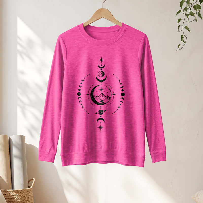 Olivenorma Soft Blend Mountain Moon Phase Star Celestial Print Women's Long Sleeve Shirt - image 22