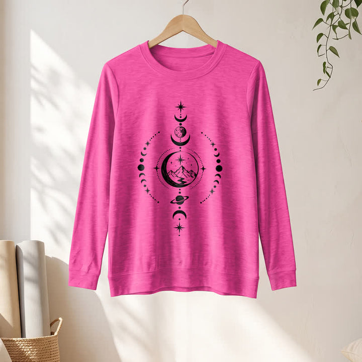 Olivenorma Soft Blend Mountain Moon Phase Star Celestial Print Women's Long Sleeve Shirt - image 22