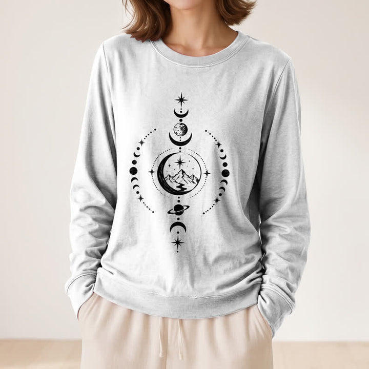 Olivenorma Soft Blend Mountain Moon Phase Star Celestial Print Women's Long Sleeve Shirt - image 5