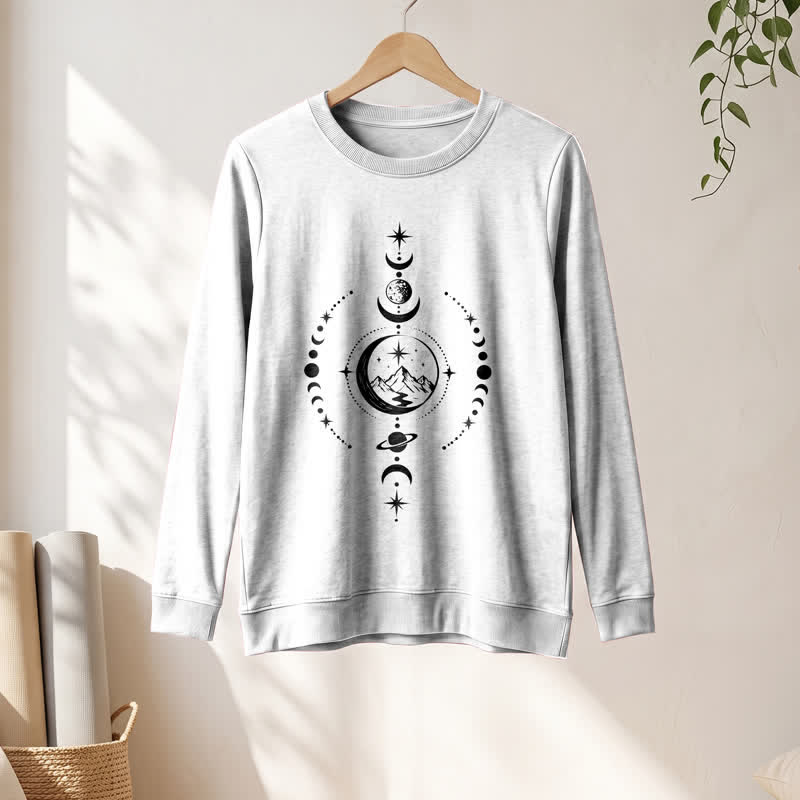Olivenorma Soft Blend Mountain Moon Phase Star Celestial Print Women's Long Sleeve Shirt - image 4
