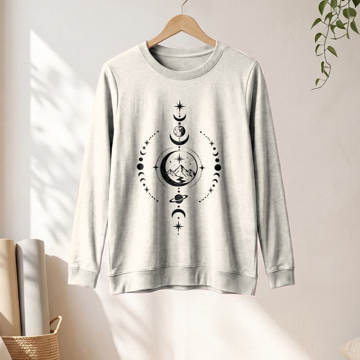 Olivenorma Soft Blend Mountain Moon Phase Star Celestial Print Women's Long Sleeve Shirt - image 13