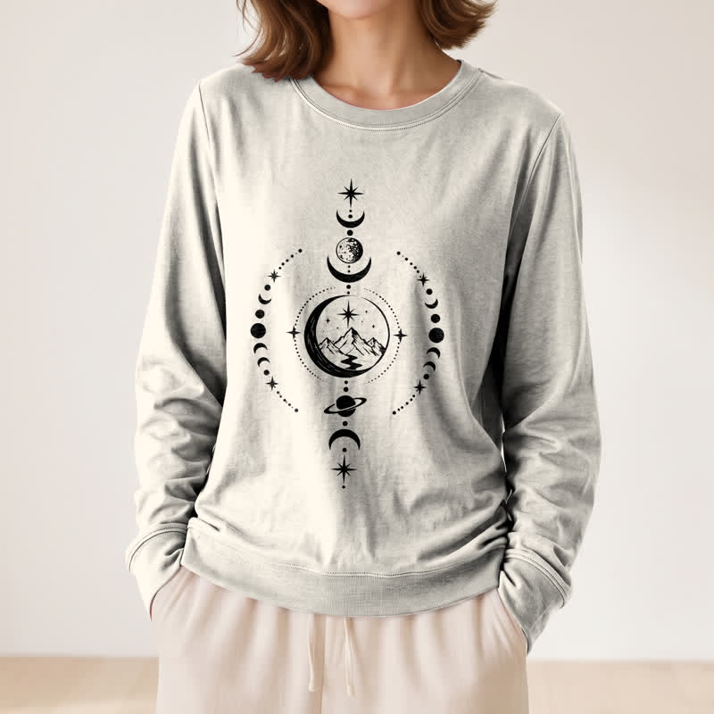 Olivenorma Soft Blend Mountain Moon Phase Star Celestial Print Women's Long Sleeve Shirt - image 14