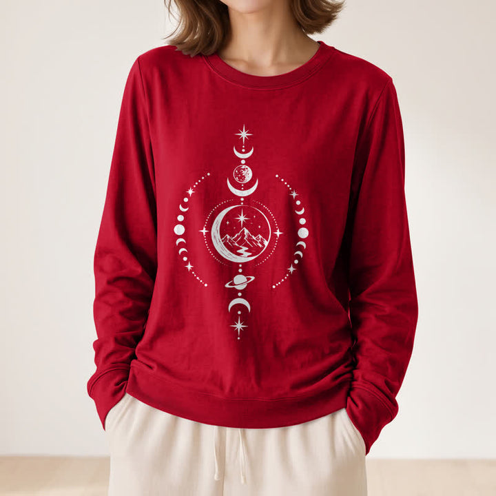 Olivenorma Soft Blend Mountain Moon Phase Star Celestial Print Women's Long Sleeve Shirt - image 32