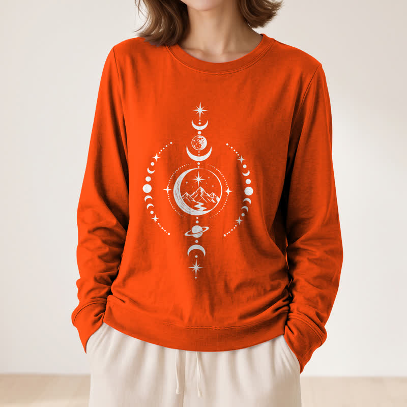 Olivenorma Soft Blend Mountain Moon Phase Star Celestial Print Women's Long Sleeve Shirt - image 29