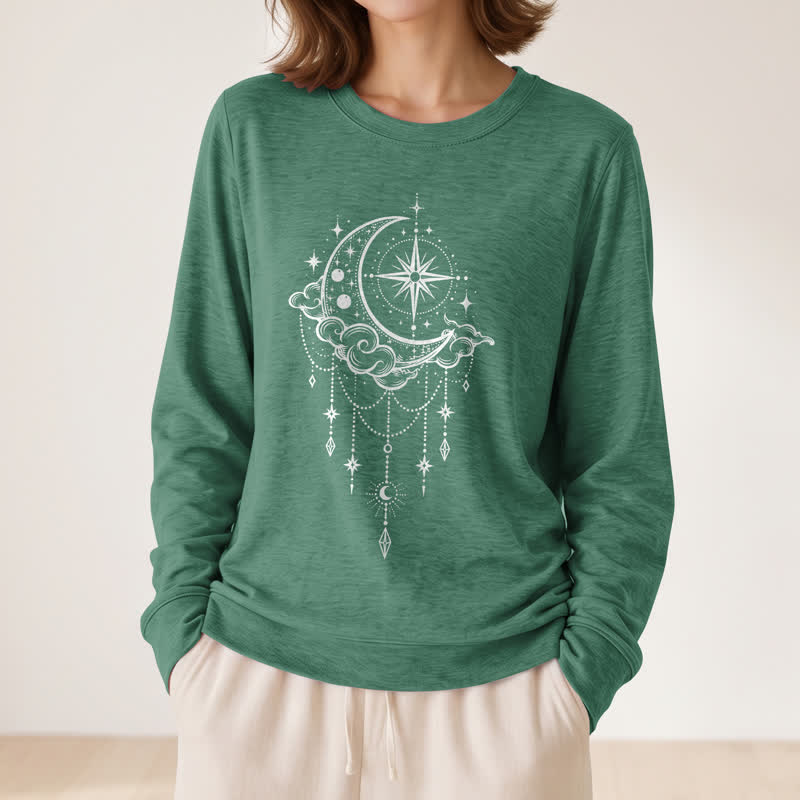 Olivenorma Soft Blend Moon Cloud Star Dreamcatcher Celestial Print Women's Long Sleeve Shirt - image 23