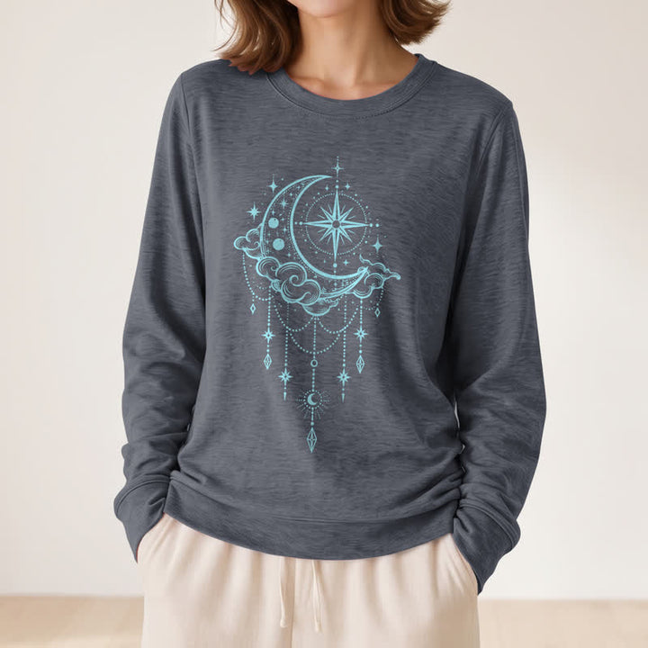 Olivenorma Soft Blend Moon Cloud Star Dreamcatcher Celestial Print Women's Long Sleeve Shirt - image 14