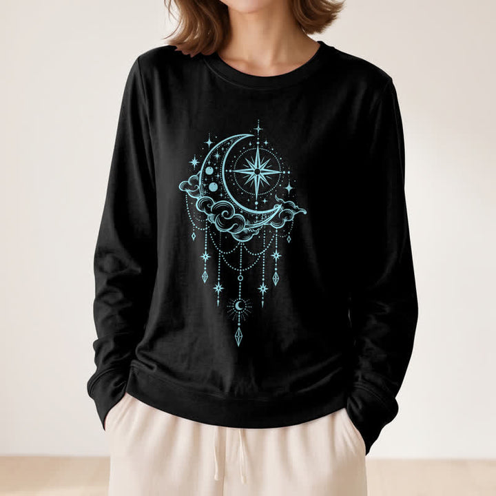 Olivenorma Soft Blend Moon Cloud Star Dreamcatcher Celestial Print Women's Long Sleeve Shirt - image 2