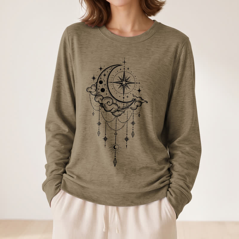 Olivenorma Soft Blend Moon Cloud Star Dreamcatcher Celestial Print Women's Long Sleeve Shirt - image 26