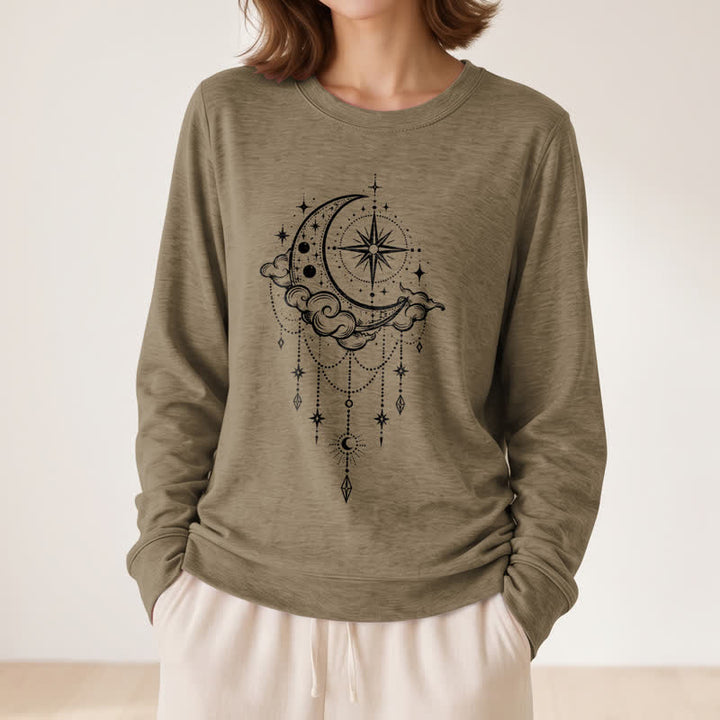 Olivenorma Soft Blend Moon Cloud Star Dreamcatcher Celestial Print Women's Long Sleeve Shirt - image 26