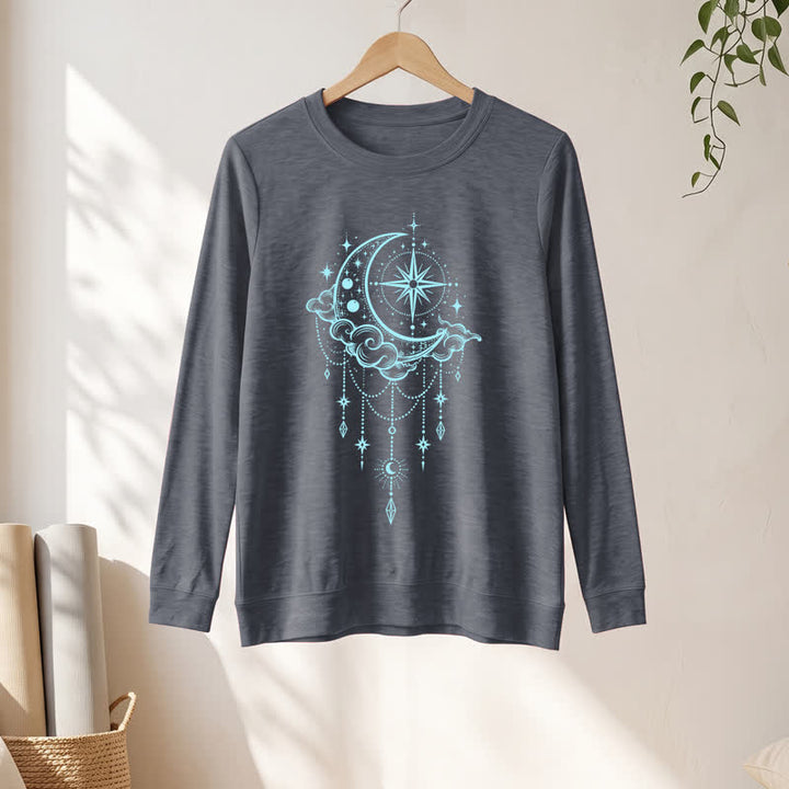 Olivenorma Soft Blend Moon Cloud Star Dreamcatcher Celestial Print Women's Long Sleeve Shirt - image 13
