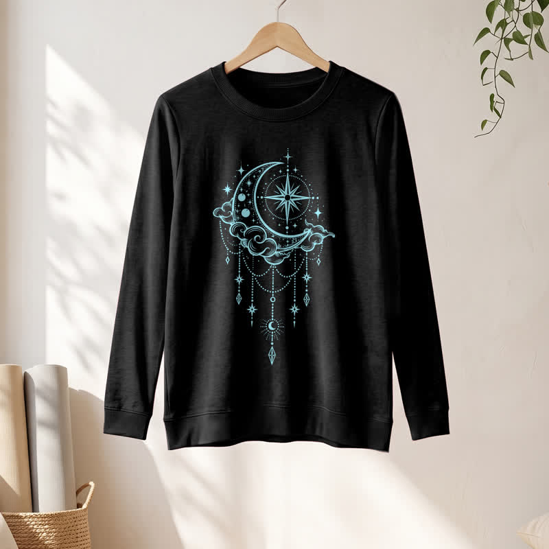 Olivenorma Soft Blend Moon Cloud Star Dreamcatcher Celestial Print Women's Long Sleeve Shirt - image 1