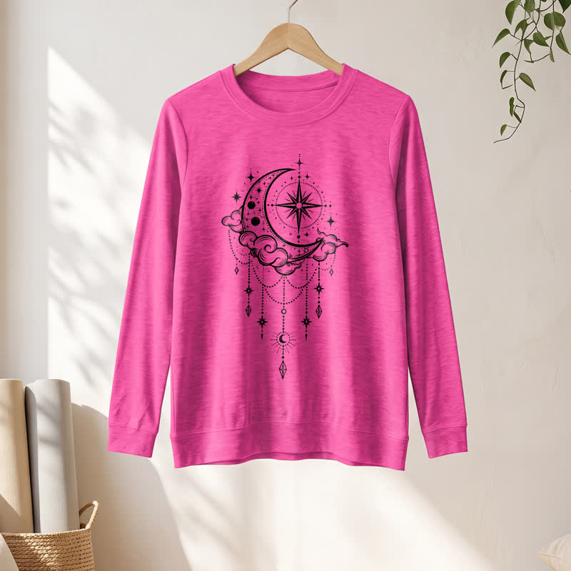 Olivenorma Soft Blend Moon Cloud Star Dreamcatcher Celestial Print Women's Long Sleeve Shirt - image 19