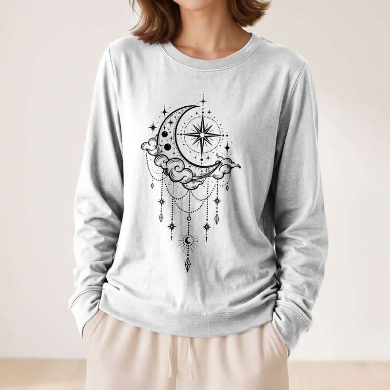 Olivenorma Soft Blend Moon Cloud Star Dreamcatcher Celestial Print Women's Long Sleeve Shirt - image 5