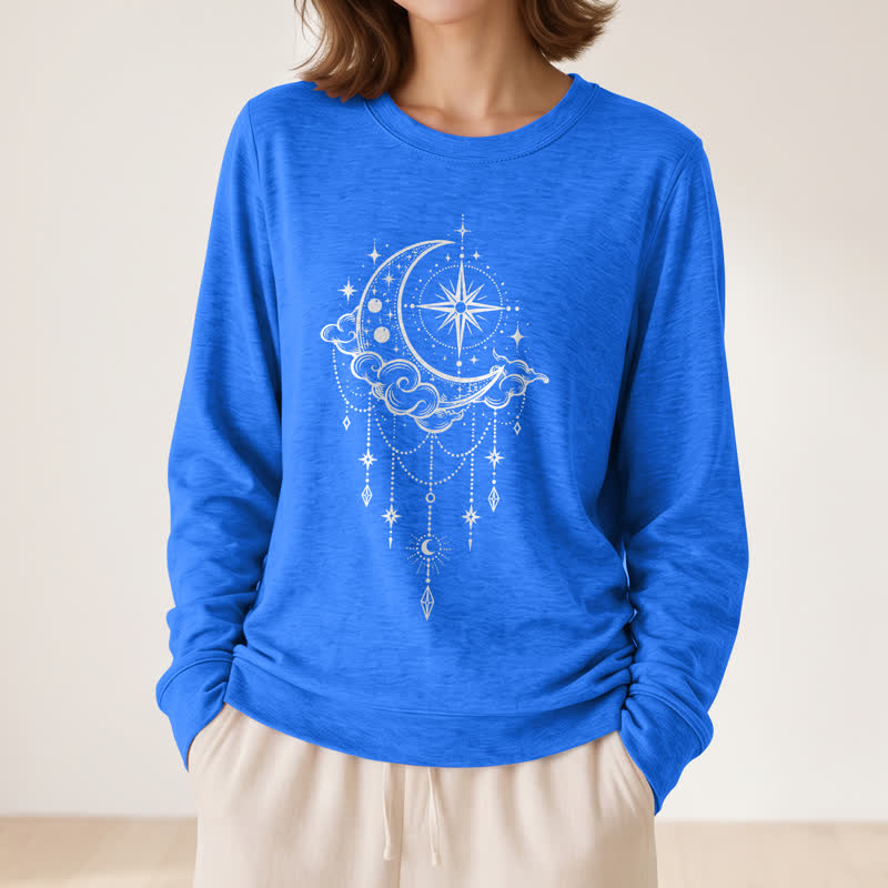 Olivenorma Soft Blend Moon Cloud Star Dreamcatcher Celestial Print Women's Long Sleeve Shirt - image 17