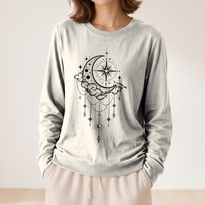 Olivenorma Soft Blend Moon Cloud Star Dreamcatcher Celestial Print Women's Long Sleeve Shirt - image 11