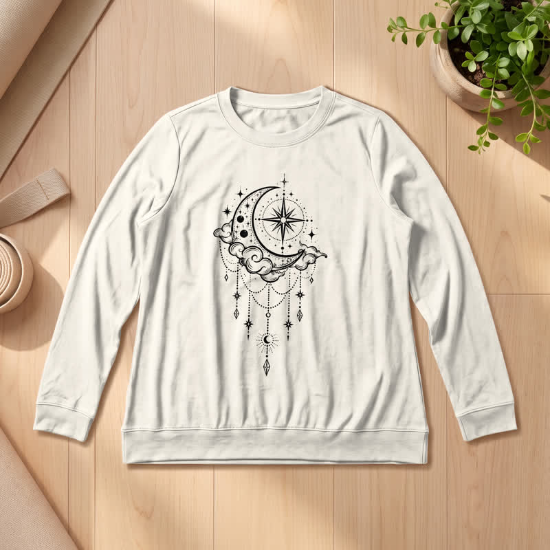 Olivenorma Soft Blend Moon Cloud Star Dreamcatcher Celestial Print Women's Long Sleeve Shirt - Sand Color - 2XL - image 9