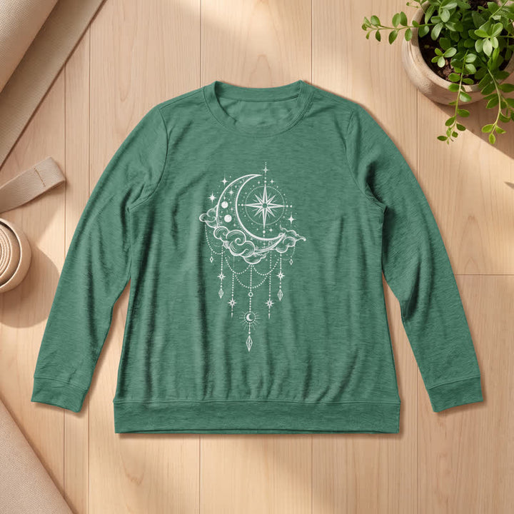 Olivenorma Soft Blend Moon Cloud Star Dreamcatcher Celestial Print Women's Long Sleeve Shirt - Vintage Green - 2XL - image 21