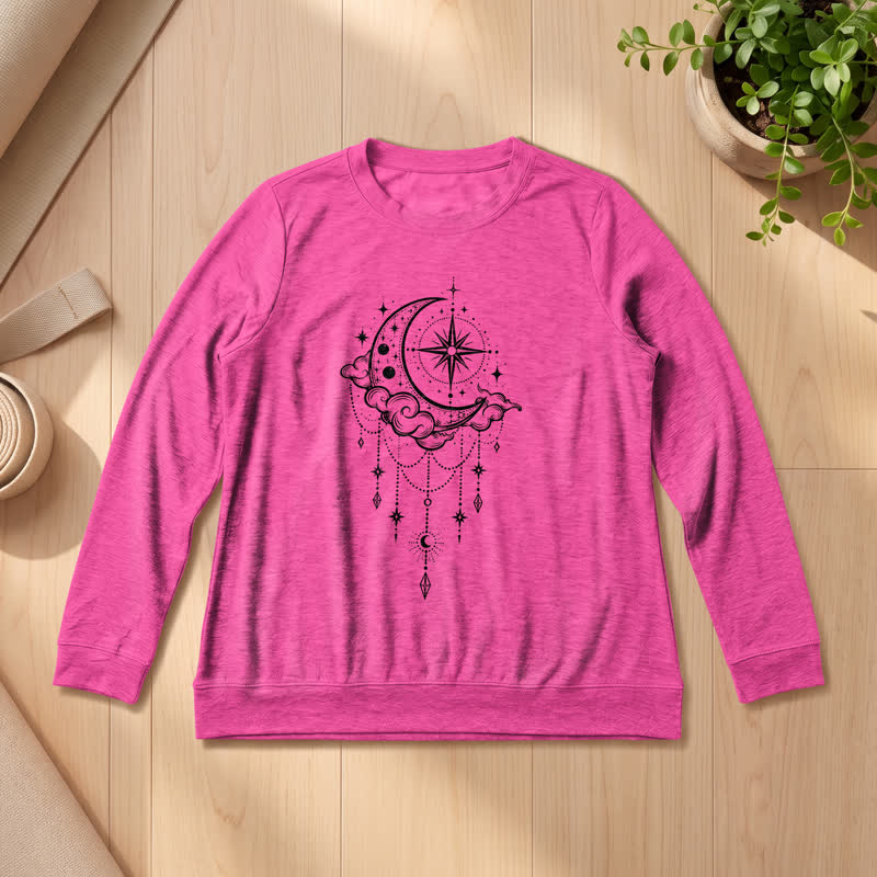 Olivenorma Soft Blend Moon Cloud Star Dreamcatcher Celestial Print Women's Long Sleeve Shirt - Rose - 2XL - image 18