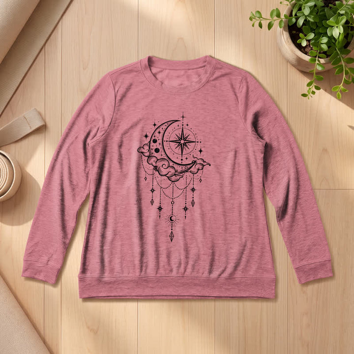 Olivenorma Soft Blend Moon Cloud Star Dreamcatcher Celestial Print Women's Long Sleeve Shirt - Rose Gold - 2XL - image 6