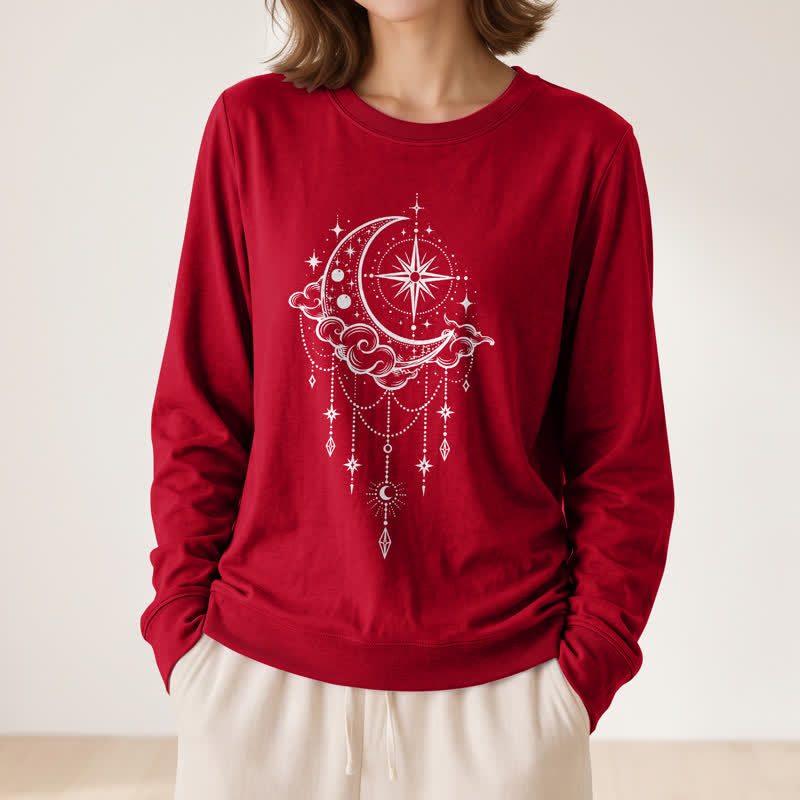 Olivenorma Soft Blend Moon Cloud Star Dreamcatcher Celestial Print Women's Long Sleeve Shirt - image 32