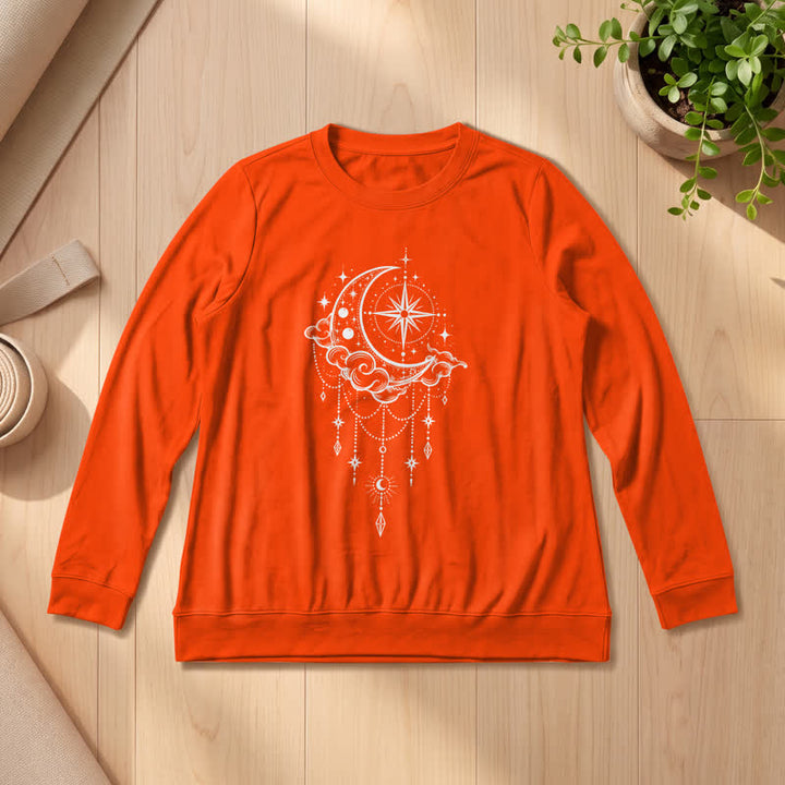 Olivenorma Soft Blend Moon Cloud Star Dreamcatcher Celestial Print Women's Long Sleeve Shirt - Orange - 2XL - image 27