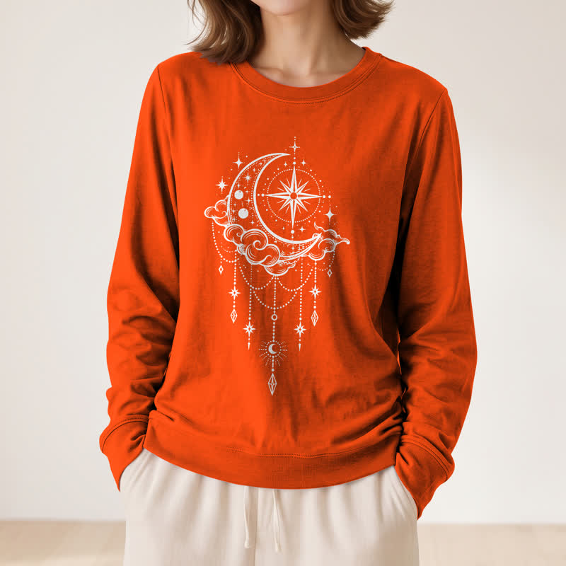 Olivenorma Soft Blend Moon Cloud Star Dreamcatcher Celestial Print Women's Long Sleeve Shirt - image 29