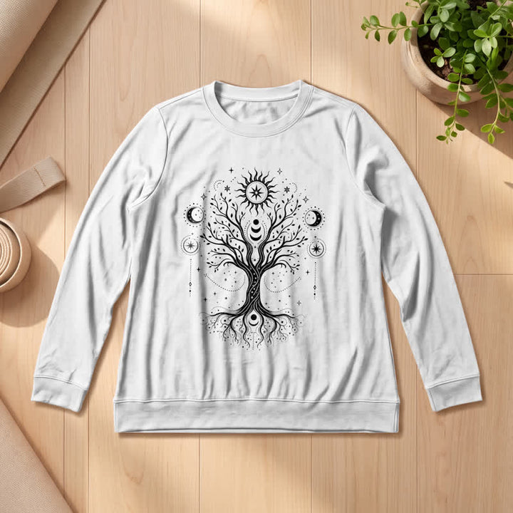 Olivenorma Soft Blend Tree of Life Sun Moon Star Celestial Print Women's Long Sleeve Shirt - image 4