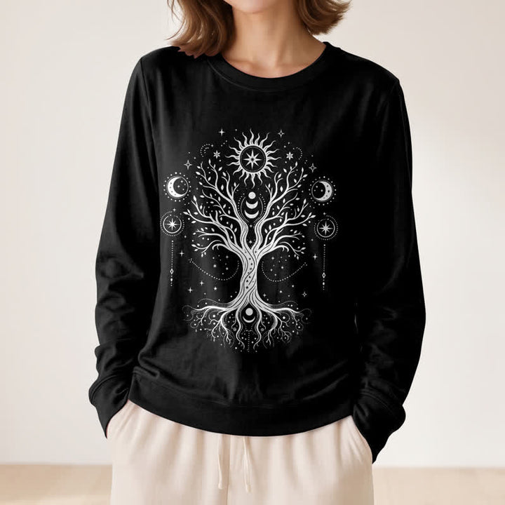 Olivenorma Soft Blend Tree of Life Sun Moon Star Celestial Print Women's Long Sleeve Shirt - image 8
