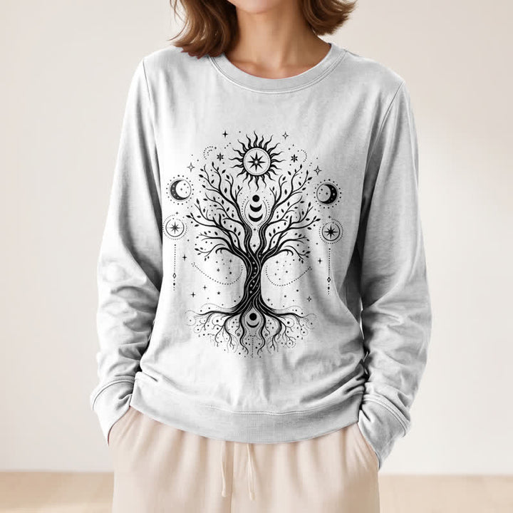 Olivenorma Soft Blend Tree of Life Sun Moon Star Celestial Print Women's Long Sleeve Shirt - image 5