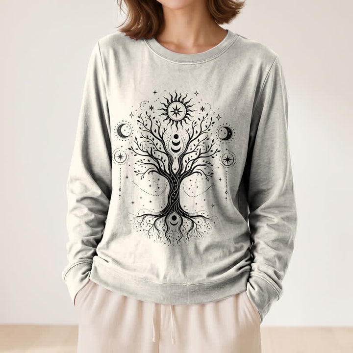 Olivenorma Soft Blend Tree of Life Sun Moon Star Celestial Print Women's Long Sleeve Shirt - image 14
