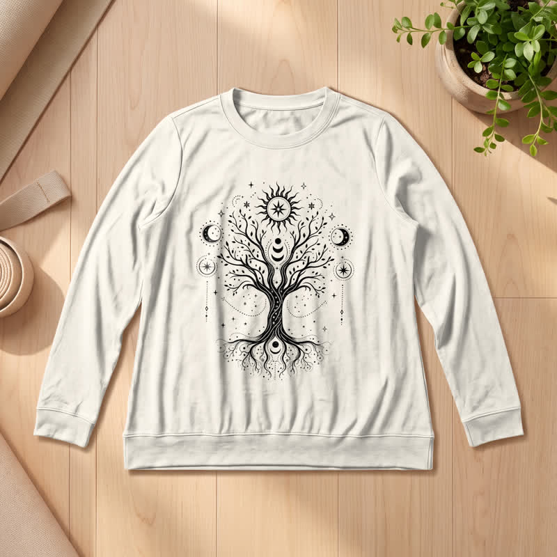 Olivenorma Soft Blend Tree of Life Sun Moon Star Celestial Print Women's Long Sleeve Shirt - image 13