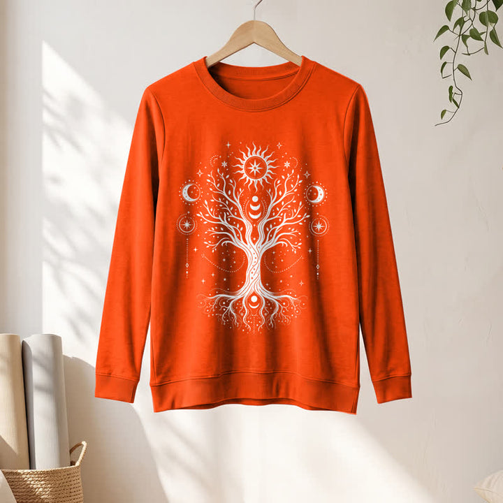 Olivenorma Soft Blend Tree of Life Sun Moon Star Celestial Print Women's Long Sleeve Shirt - Orange - 2XL - image 30