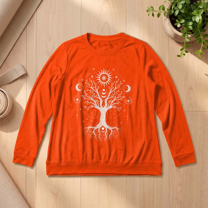 Olivenorma Soft Blend Tree of Life Sun Moon Star Celestial Print Women's Long Sleeve Shirt - image 31