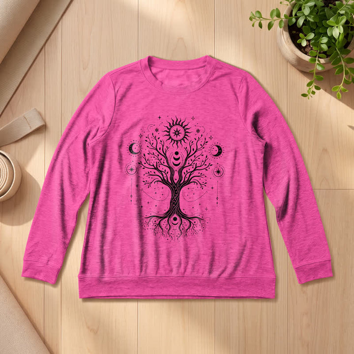 Olivenorma Soft Blend Tree of Life Sun Moon Star Celestial Print Women's Long Sleeve Shirt - image 22