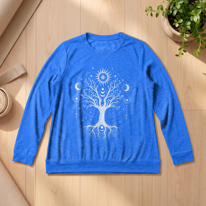Olivenorma Soft Blend Tree of Life Sun Moon Star Celestial Print Women's Long Sleeve Shirt - image 19