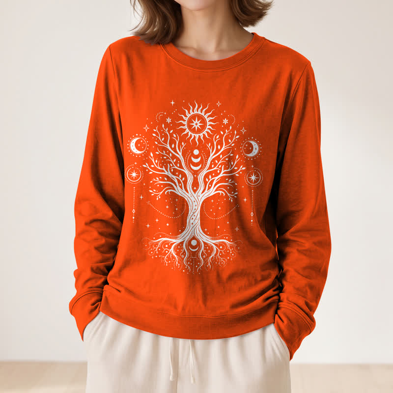Olivenorma Soft Blend Tree of Life Sun Moon Star Celestial Print Women's Long Sleeve Shirt - image 32