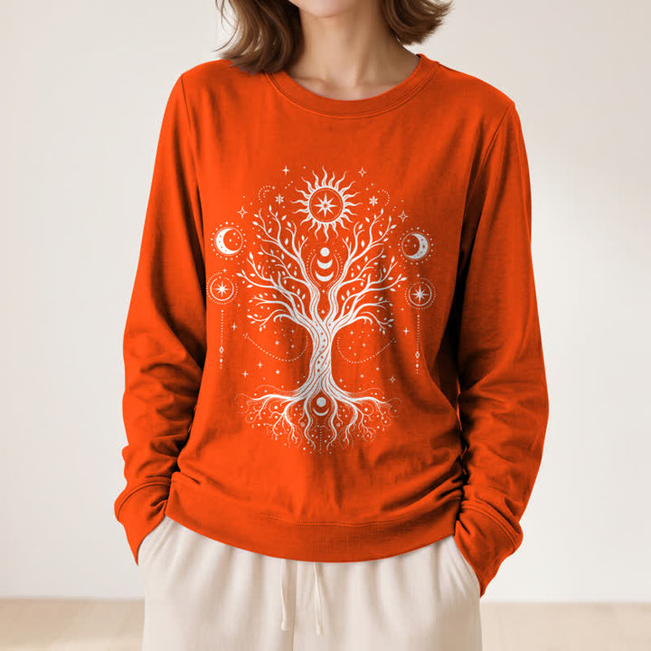 Olivenorma Soft Blend Tree of Life Sun Moon Star Celestial Print Women's Long Sleeve Shirt - image 32