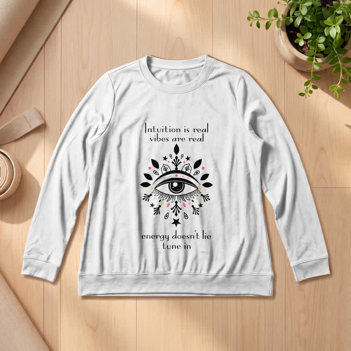 Olivenorma Soft Blend All Seeing Eye Intuition Quote Print Women's Long Sleeve Shirt - White - 2XL - image 0