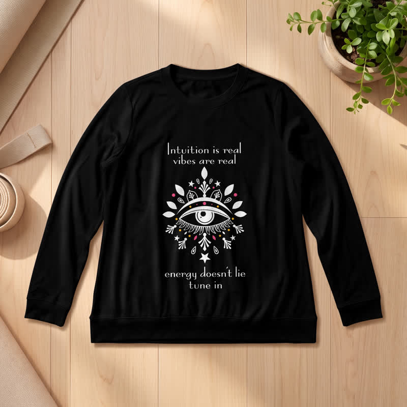 Olivenorma Soft Blend All Seeing Eye Intuition Quote Print Women's Long Sleeve Shirt - Black - 2XL - image 3