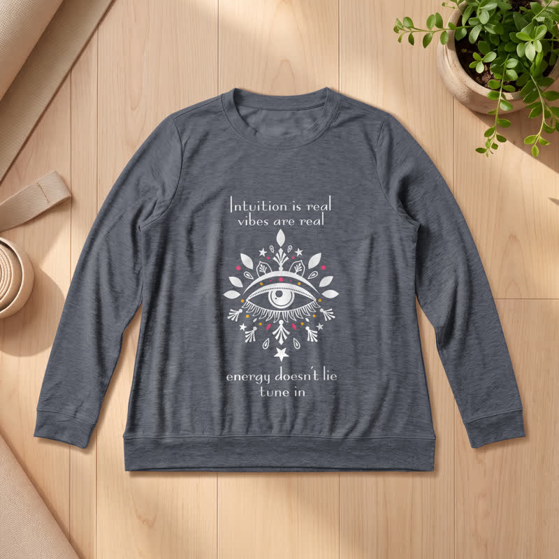 Olivenorma Soft Blend All Seeing Eye Intuition Quote Print Women's Long Sleeve Shirt - Heather Gray - 2XL - image 12