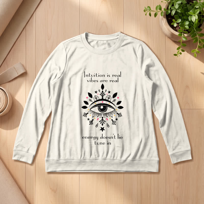 Olivenorma Soft Blend All Seeing Eye Intuition Quote Print Women's Long Sleeve Shirt - Sand Color - 2XL - image 9