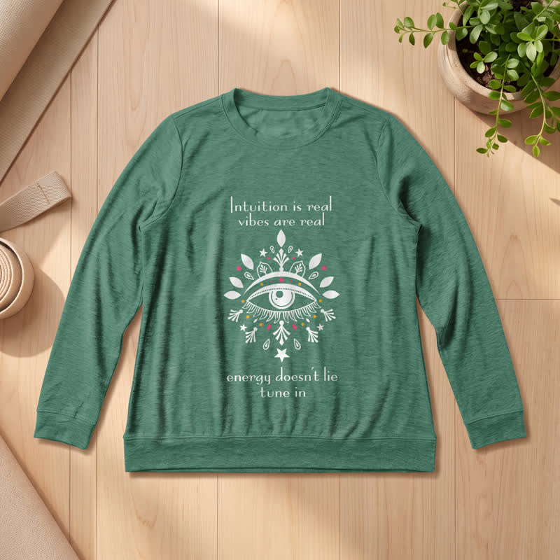 Olivenorma Soft Blend All Seeing Eye Intuition Quote Print Women's Long Sleeve Shirt - Vintage Green - 2XL - image 21