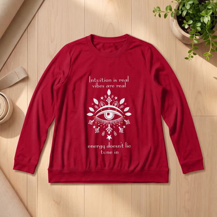 Olivenorma Soft Blend All Seeing Eye Intuition Quote Print Women's Long Sleeve Shirt - Wine - 2XL - image 30