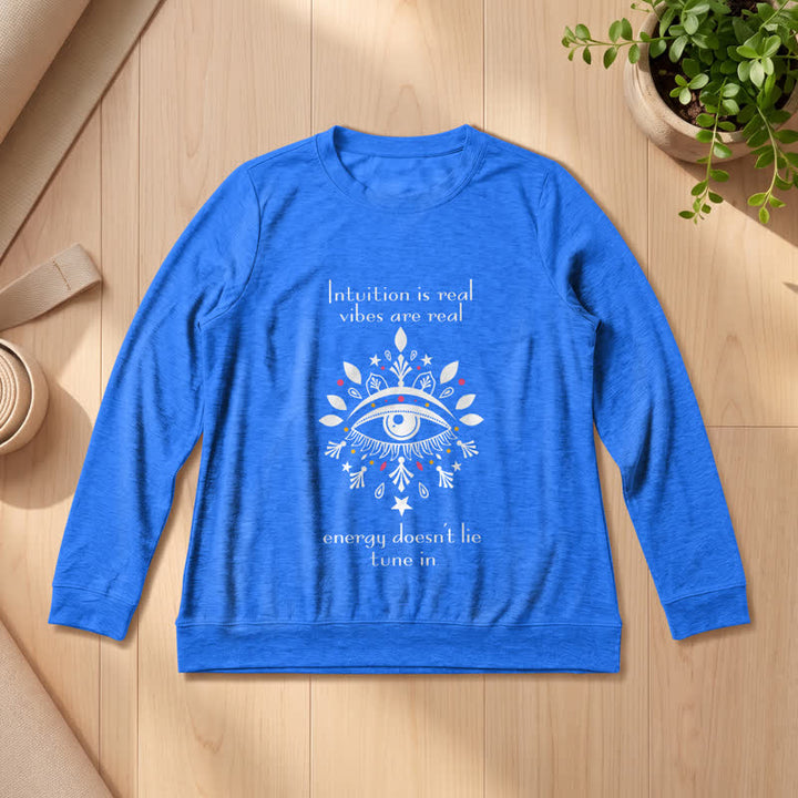 Olivenorma Soft Blend All Seeing Eye Intuition Quote Print Women's Long Sleeve Shirt - Vintage Blue - 2XL - image 15
