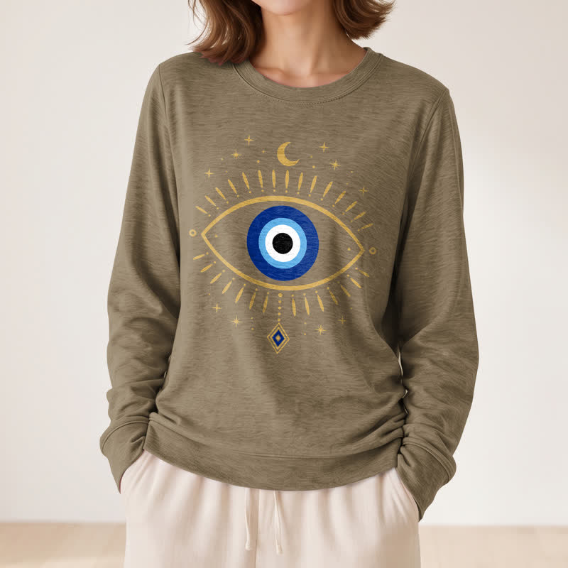 Olivenorma Soft Blend Evil Eye Moon Star Print Women's Long Sleeve Shirt - image 26